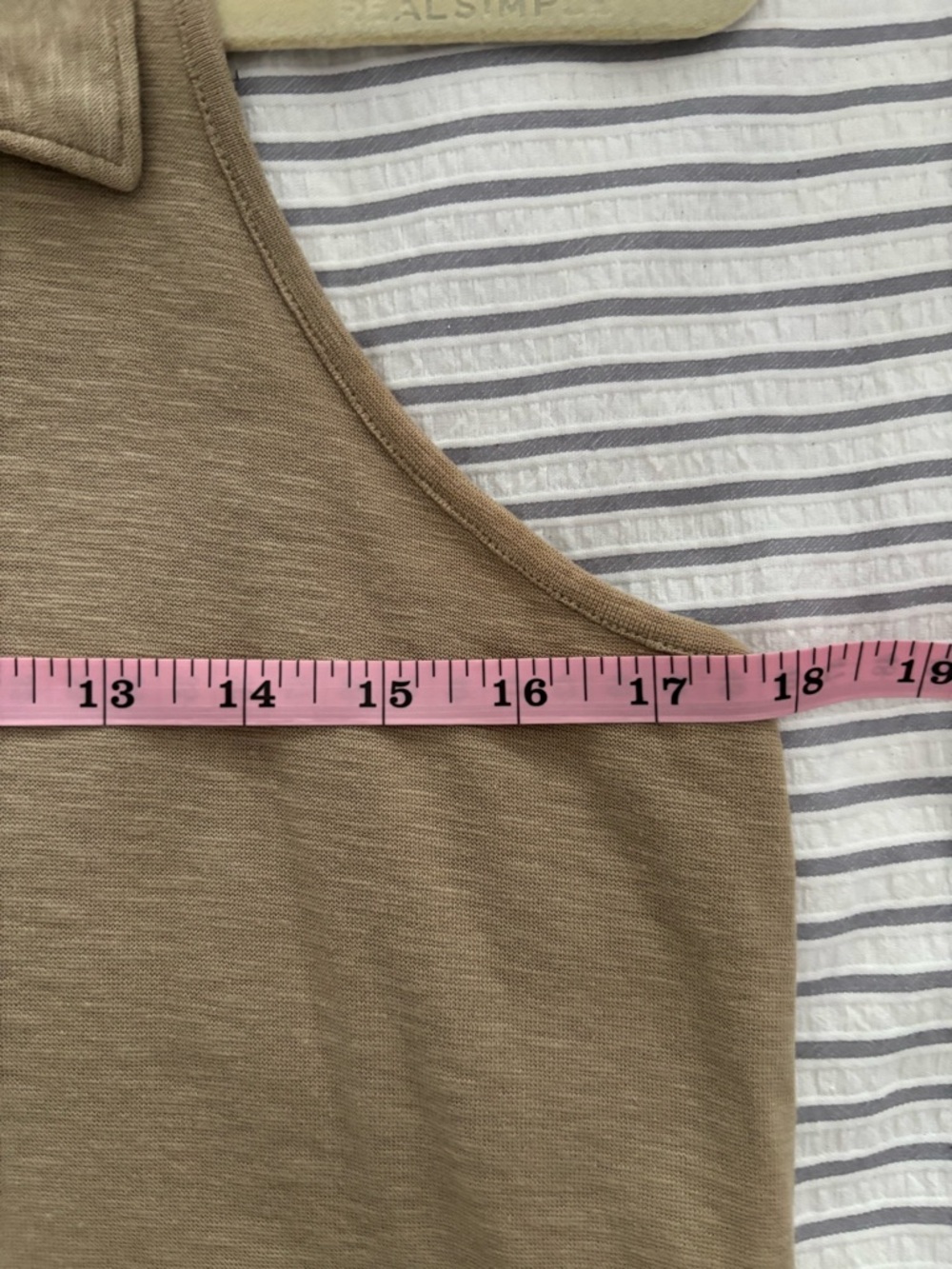 Banana Republic Beige Sleeveless Polo Top XS Ribbed Knit Button Front Summer - Picture 10 of 11